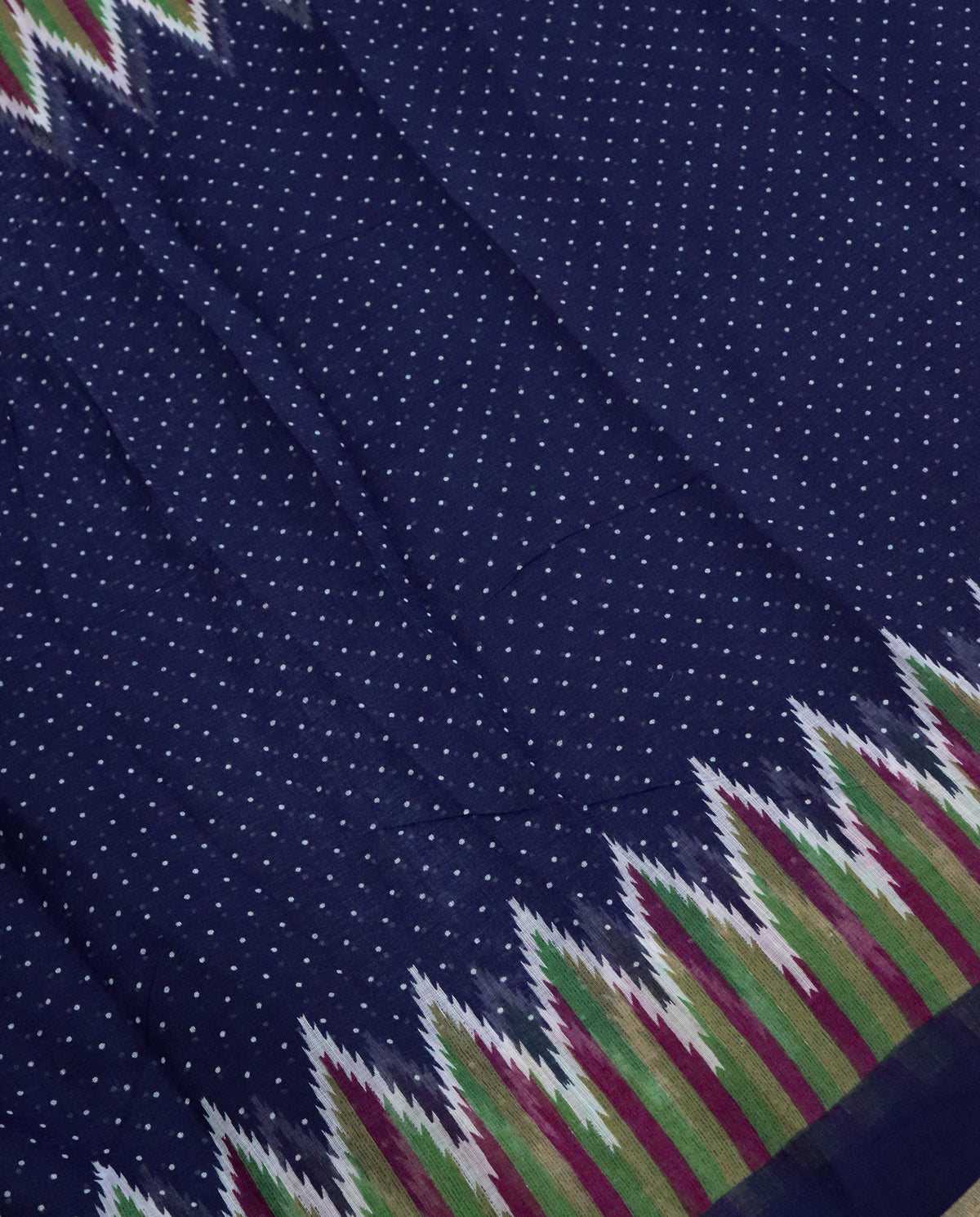 Women's Cotton Blend Ikat Print Saree with Unstitched Blouse Piece.