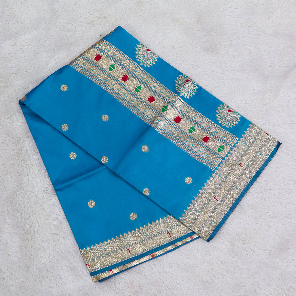 Banarasi Soft Silk Saree Festive Woven Jacquard Zari Border Sarees with Unstitched Blouse Piece.