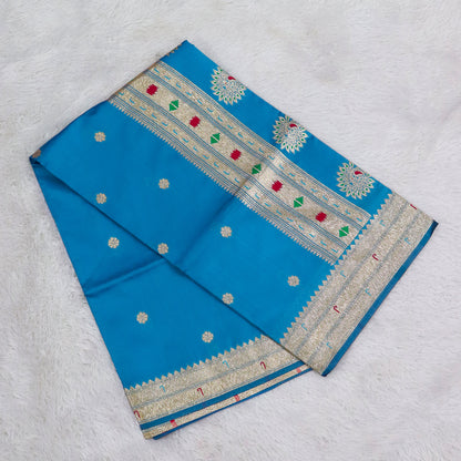 Banarasi Soft Silk Saree Festive Woven Jacquard Zari Border Sarees with Unstitched Blouse Piece.