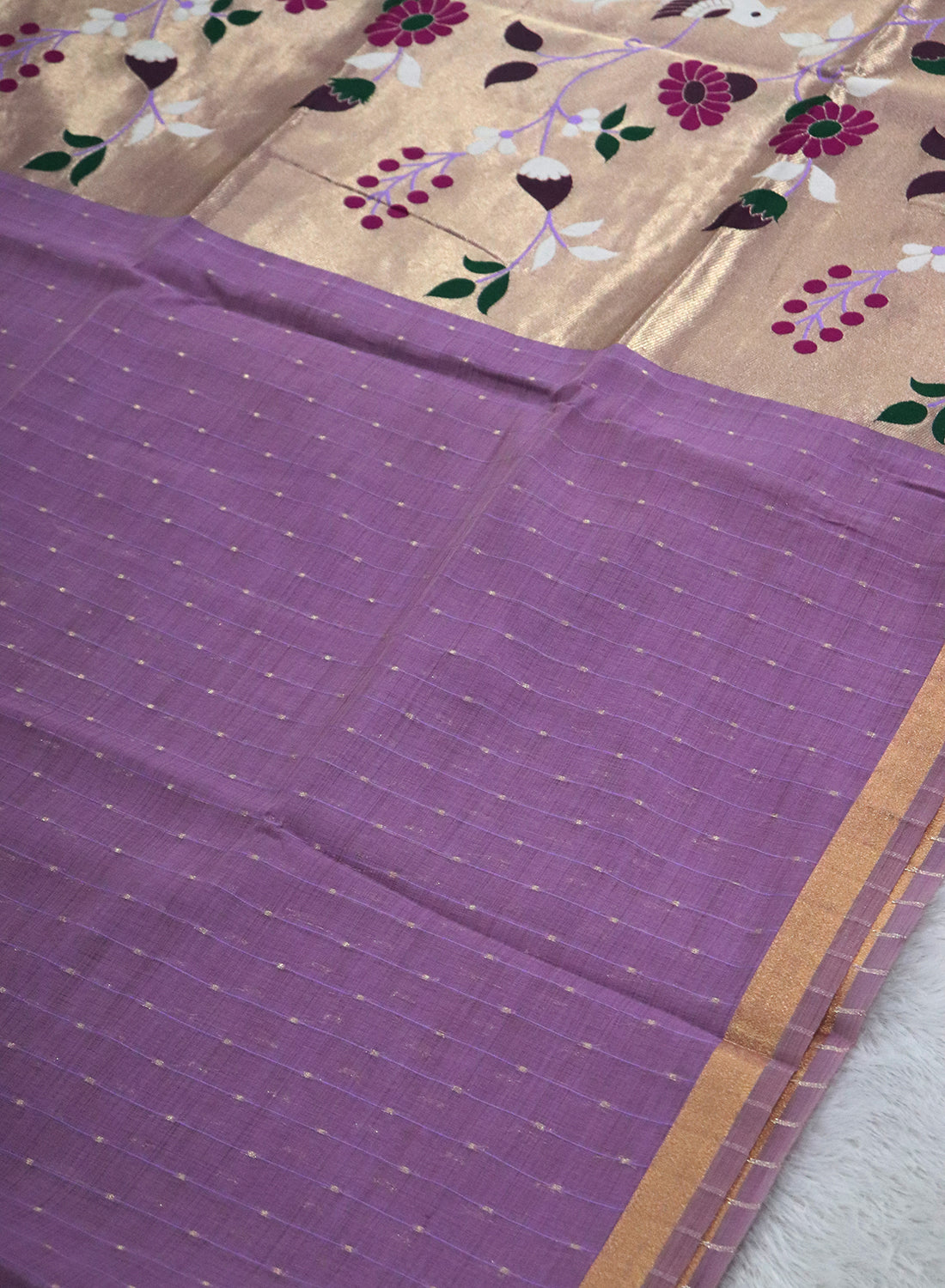 Women's Woven Paithani Art Silk Saree with Unstitched Blouse Piece.