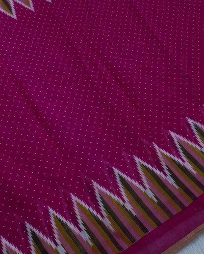 Women's Cotton Blend Ikat Print Saree with Unstitched Blouse Piece.