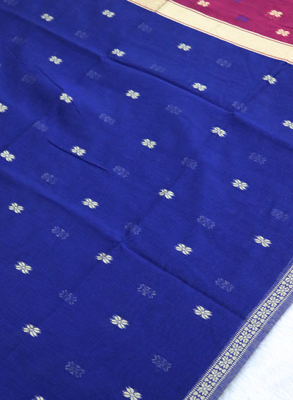 Women's Maheshwari Cotton Blend Woven Zari Saree with Unstitched Blouse Piece.