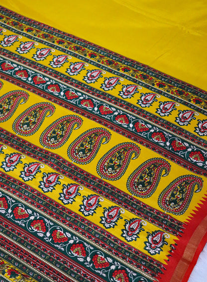 Women's Printed Silk Blend Saree with Unstitched Blouse Piece.