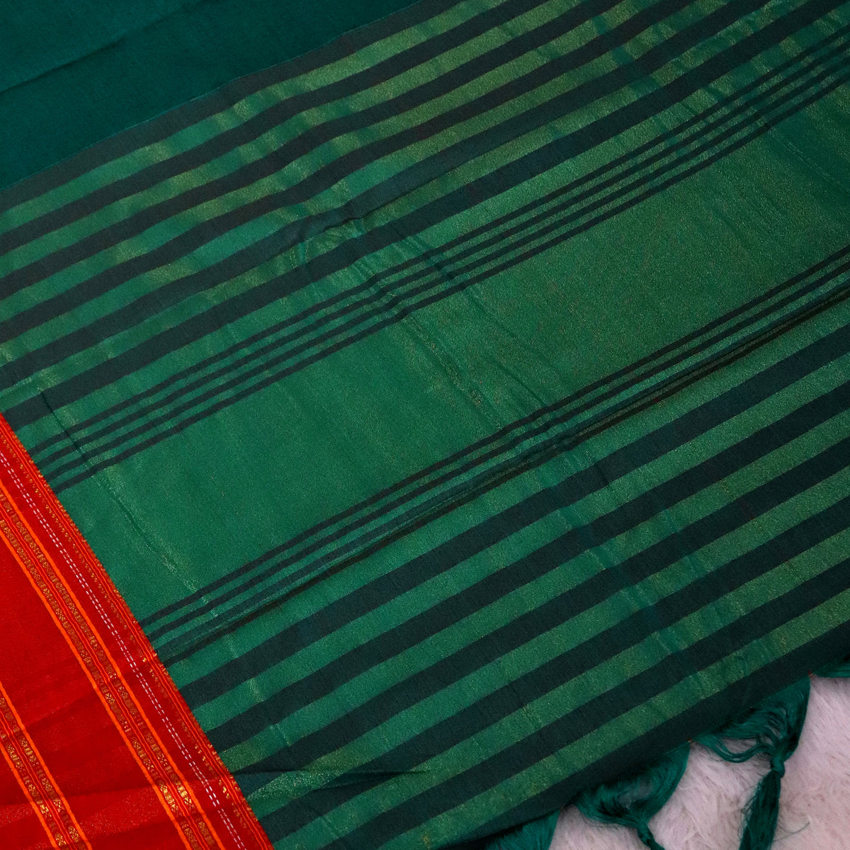 Women's Art Silk Traditional Saree with Zari Border and Unstitched Blouse Piece.