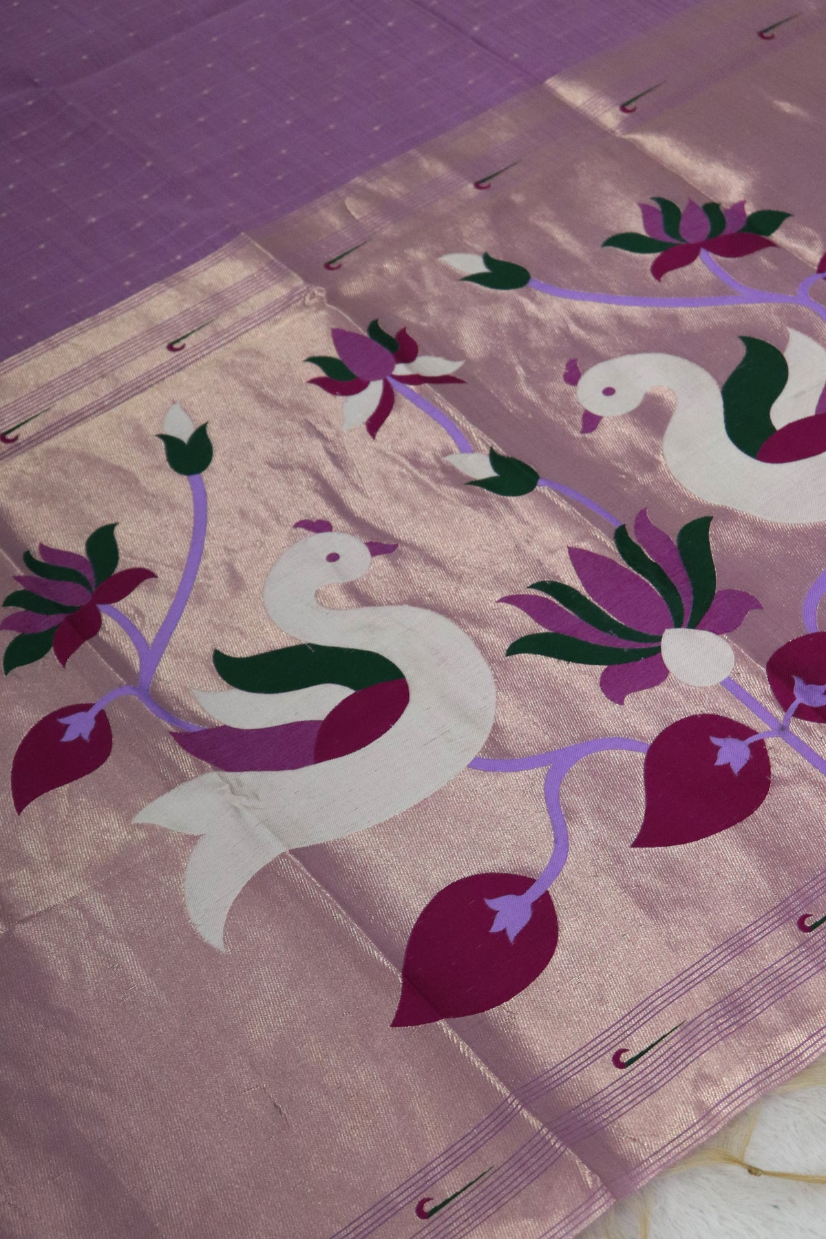 Women's Paithani Silk Saree with Unstitched Blouse Piece.