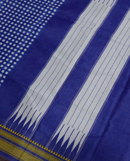 Women's Synthetic Silk Blend Checked Saree with Contrast Border & Unstitched Blouse Piece.