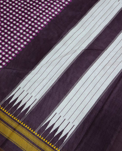Women's Synthetic Silk Blend Checked Saree with Contrast Border & Unstitched Blouse Piece.