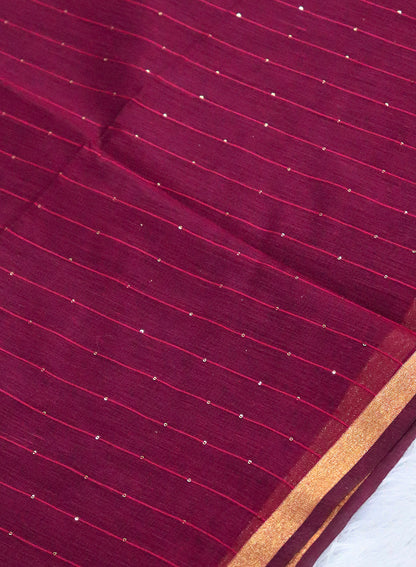 Women's Paithani Style Woven Linen Cotton Saree with Unstitched Blouse Piece.
