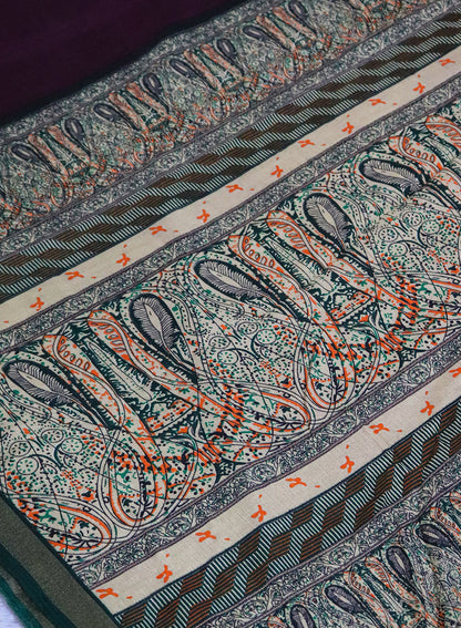 Women's Printed Silk Blend Saree with Unstitched Blouse Piece.
