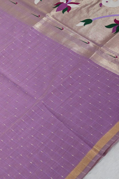 Women's Paithani Silk Saree with Unstitched Blouse Piece.