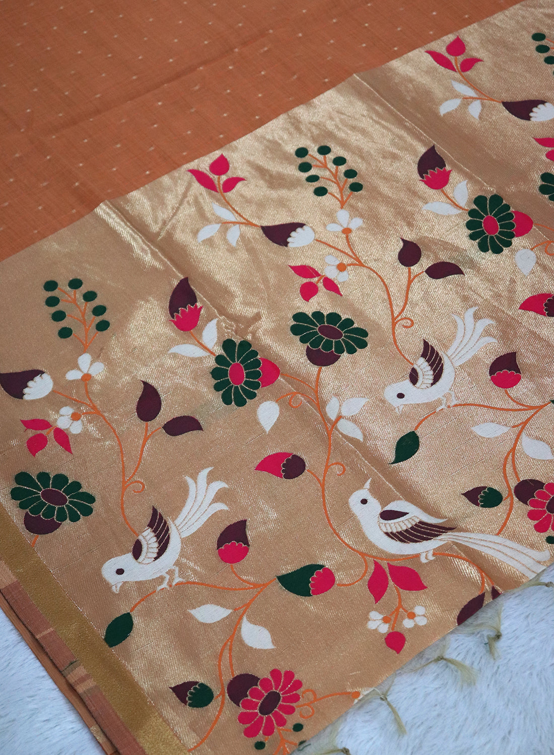 Women's Woven Paithani Art Silk Saree with Unstitched Blouse Piece.