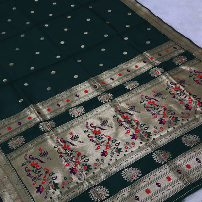 Banarasi Soft Silk Saree Festive Woven Jacquard Zari Border Sarees with Unstitched Blouse Piece.