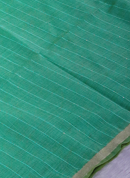 Women's Paithani Style Woven Linen Cotton Saree with Unstitched Blouse Piece.