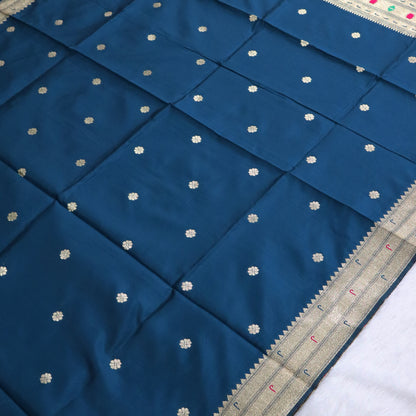 Banarasi Soft Silk Saree Festive Woven Jacquard Zari Border Sarees with Unstitched Blouse Piece.