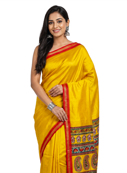 Women's Printed Silk Blend Saree with Unstitched Blouse Piece.