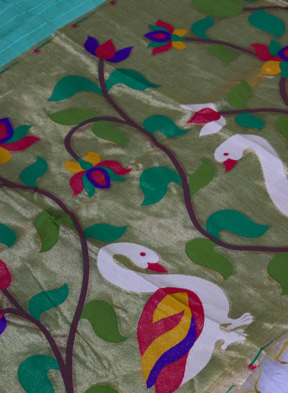 Women's Traditional Zari Cotton Silk Saree with Unstitched Blouse Piece.