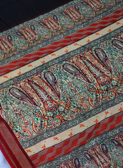 Women's Printed Silk Blend Saree with Unstitched Blouse Piece.