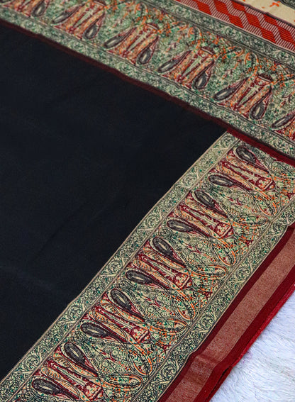Women's Printed Silk Blend Saree with Unstitched Blouse Piece.