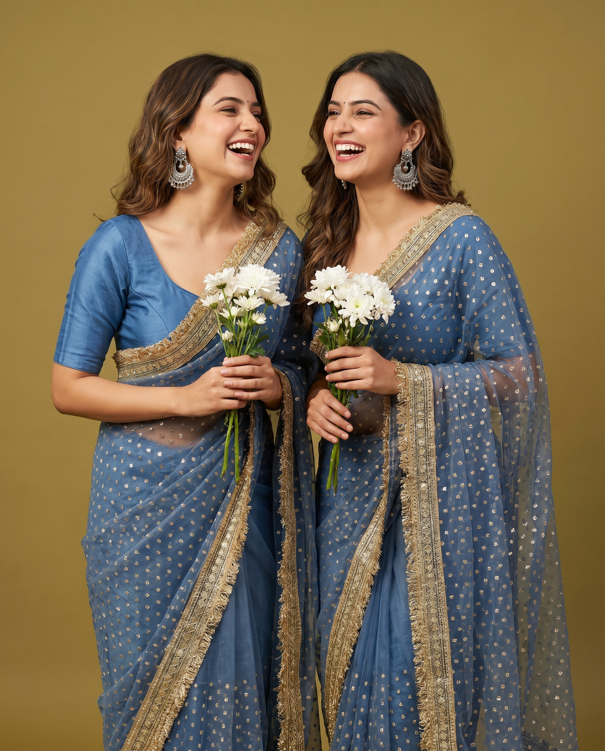 Women's Lightweight Organza Georgette Saree with Embroidered Zari Border & Unstitched Blouse Piece.