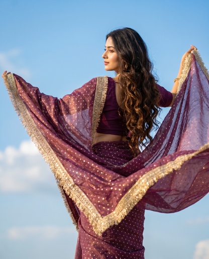 Women's Lightweight Organza Georgette Saree with Embroidered Zari Border & Unstitched Blouse Piece.