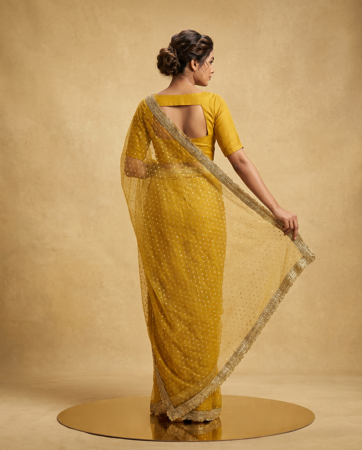 Women's Lightweight Organza Georgette Saree with Embroidered Zari Border & Unstitched Blouse Piece.