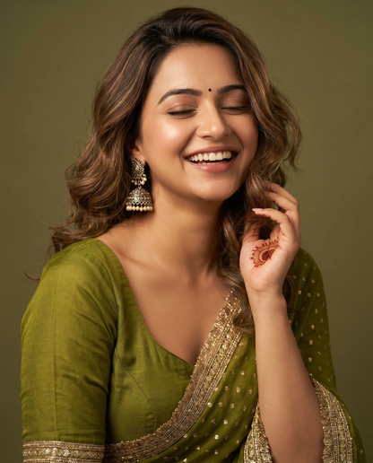 Women's Lightweight Organza Georgette Saree with Embroidered Zari Border & Unstitched Blouse Piece.